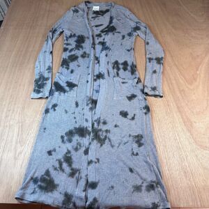 Sen Collection Tie Dye Ribbed Duster Cardigan Gray Green Size 2 Made in USA